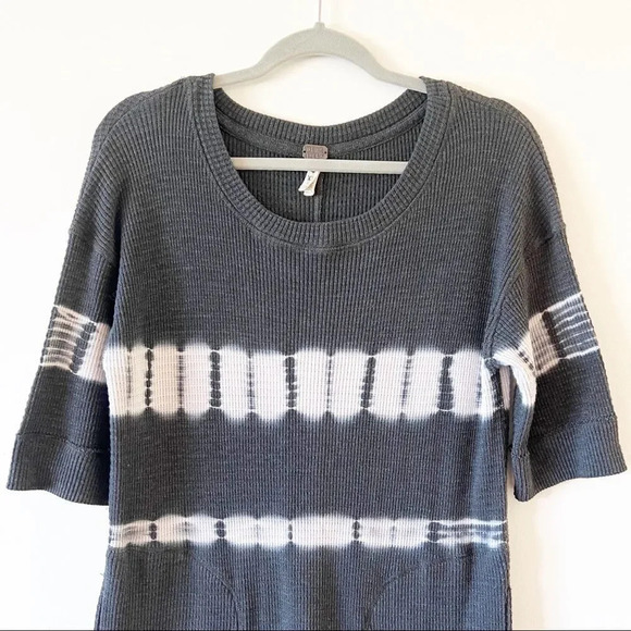 Free People We the Free Reverse Tie Dye Waffle Weave Tunic Dress XS Batik Gray - Picture 5 of 9